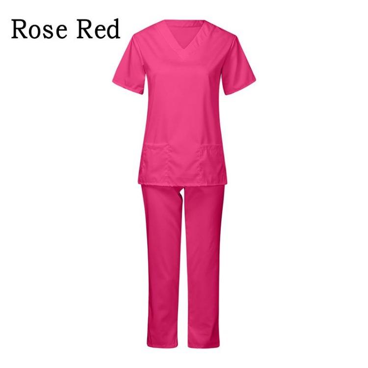 

V Neck Short Sleeve Scrub Suit Tops and Pants Nursing Uniform Two Piece Set Comfortable Fast Drying Workwear S