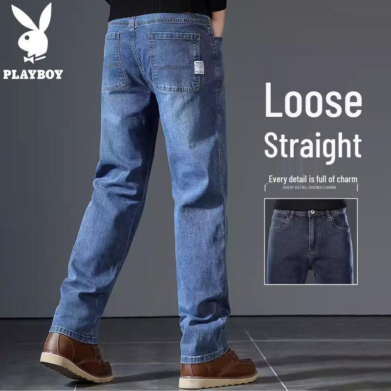 

PLAYBOY Men s Summer Thin Loose Straight-Leg Jeans 31