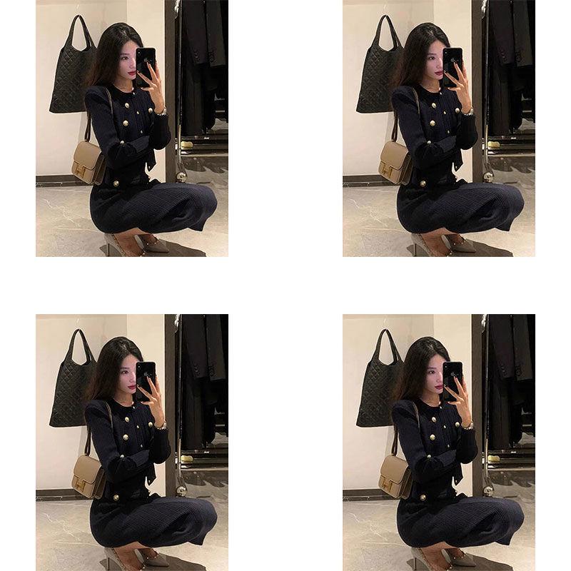 2025 Autumn/Winter Women's Chic Black Dress Set