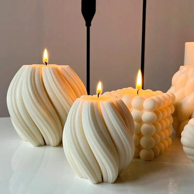 Molde de silicone para velas de pilar rotativo 3D, molde de cera de vela de onda geométrica, faça você mesmo, arte abstrata, sabão, resina, molde de gesso, decoração de artesanato doméstico