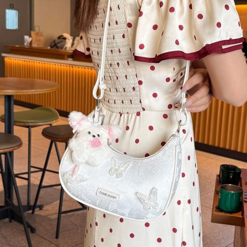 Harajuku Sweet Butterfly Appliqué Crescent Handbag Women  Luxe Design Shoulder Bag Ladies Daily Portable Underarm Purse Y2K 2025
