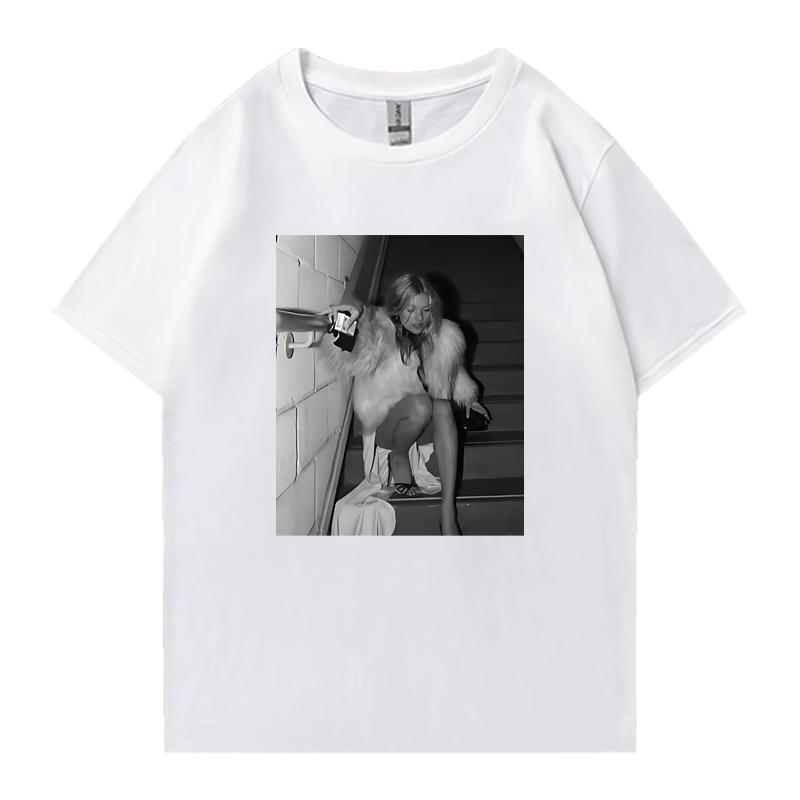 Fashion Kate Moss Vintage Graphic Street Hip Hop Short Sleeve T-shirts Men Women 100% Cotton Oversized Summer Tee Shirt Unisex