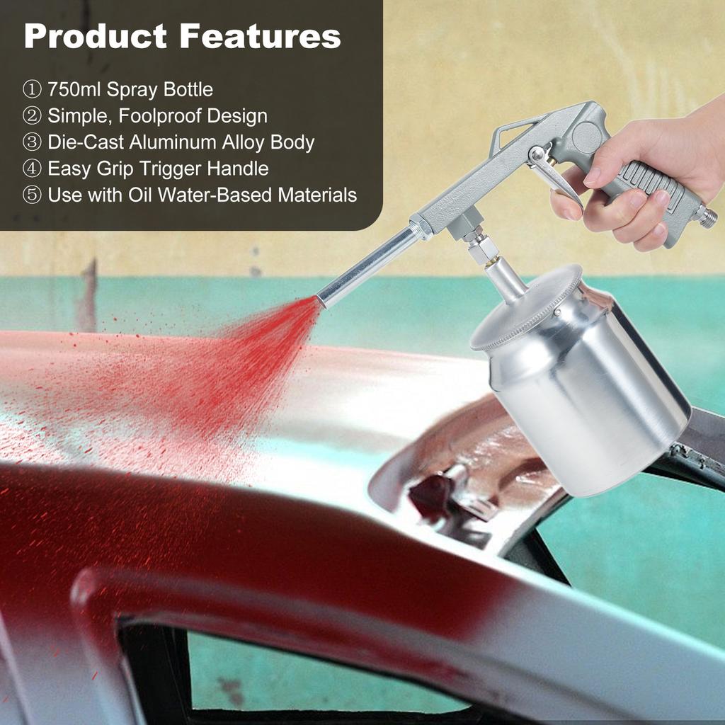 Air Undercoating Spray Machine with 750ml Suction Feed Cup and Cleaning Brush Apply Sprayable Truck Bed Liner Coating
