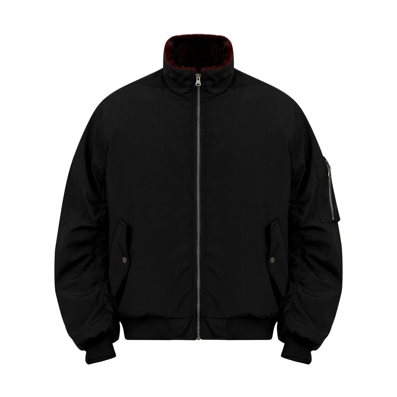 Kisko Winter American-Style Quilted Bomber Jacket with Fur Collar, Unisex Design, Warm Stand-Up Collar Coat, Couple's Trendy Style