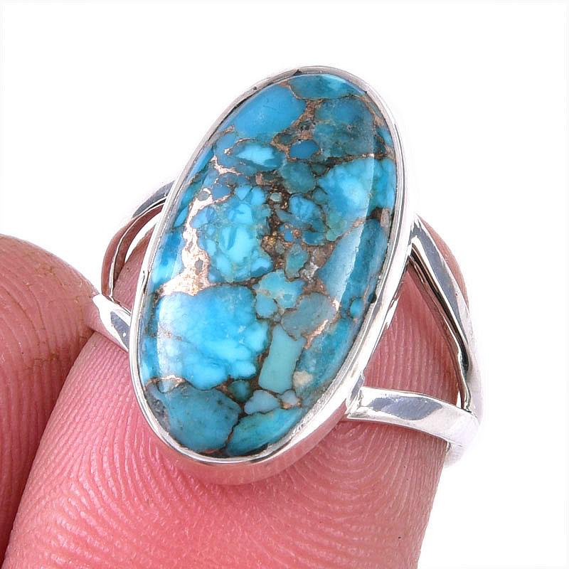 

Кольцо из чистого серебра 925 пробы с натуральным бирюзовым медным камнем S.6 O9A95