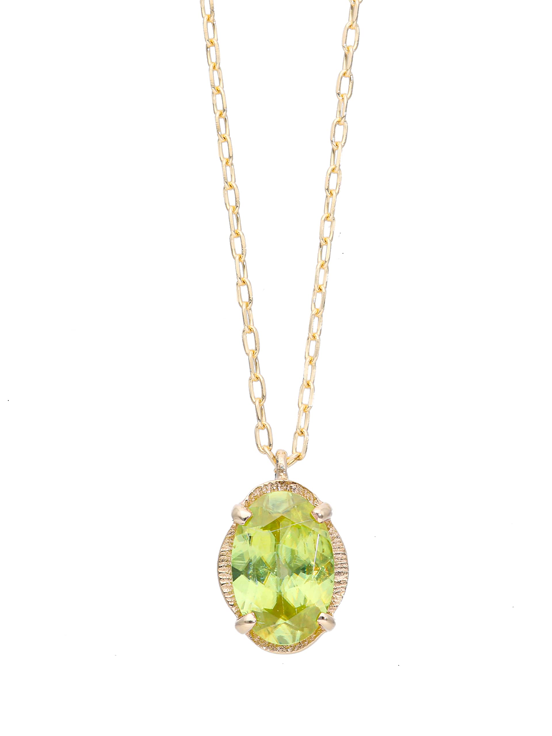 

K10 Yellow Gold Sphene Necklace L&CO 63-3331 зелений