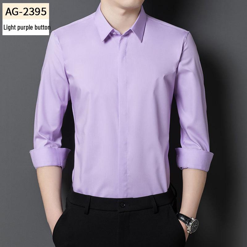 Men's Bamboo Fiber Long-Sleeve Non-Iron Stretch Business Casual Shirt