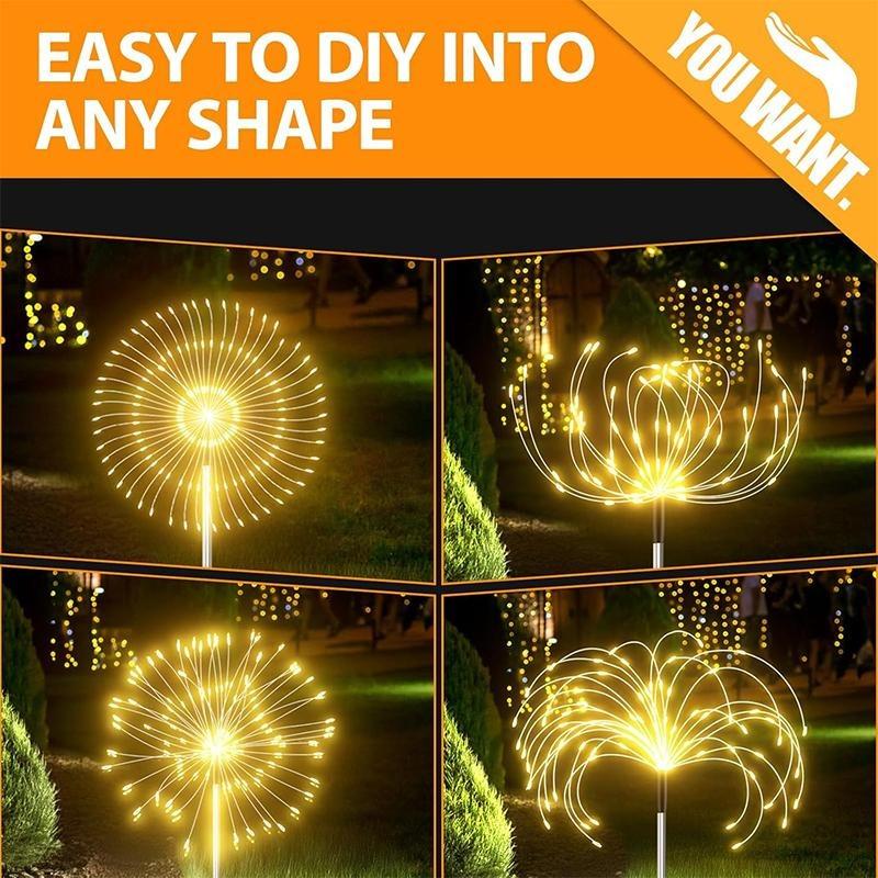 200 LED Solar Fireworks Light RGB Color Changing Outdoor Solar Lights Waterproof IP65  Decorative Garden Lighting for Yard Lawn Patio