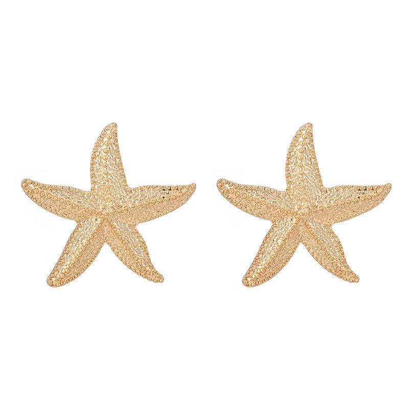 Trendy Gold Color Simulated Starfish Stud Earrings for Women Exquisite Small Star Pearl Earring Summer Beach Daily Jewelry