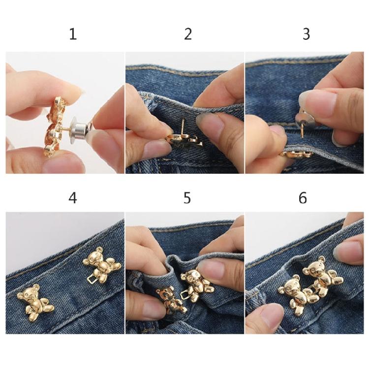 Button Pin Detachable Decorative Waist Buckles No Sewing Bear Waist Tighten Cute Bear Metal Tighten Waist Button Pin