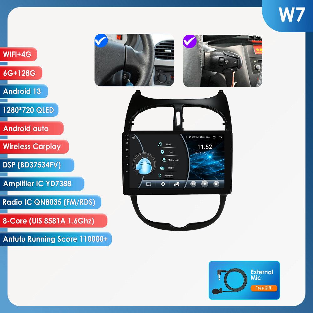 OSSURET Snapdragon 6115 Car Radio Autoradio for PEUGEOT 206 206SW 206CC 2001 - 2008 Carplay Android Auto Multimedia GPS 360 Cam Stereo