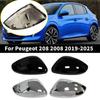 For Peugeot 208 2008 -2025 ABS Car Rearview Side Mirror Cover Wing Cap Exterior Door Housing Shell Trim Replacement