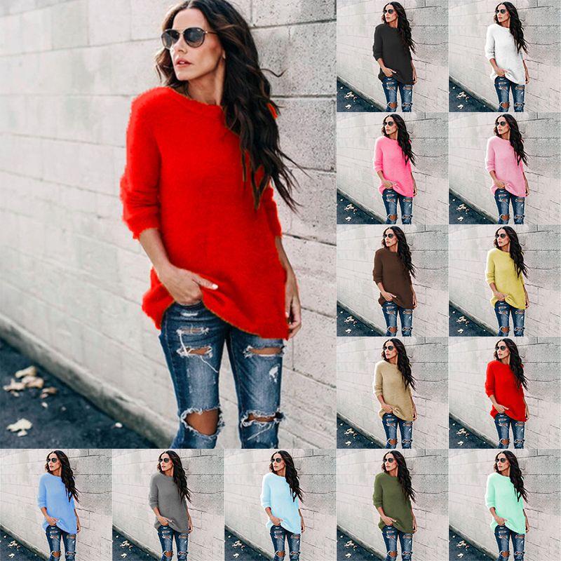 Women's Arctic Velvet Sweater Coat Cozy Crew Neck Pullover Blouse Ideal For Fall Winter