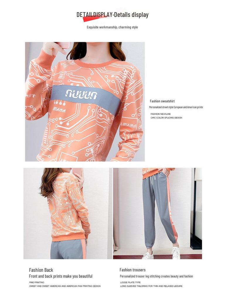 2022 Autumn Sweet Style Women's Printed Trousers Fashion Casual Suit