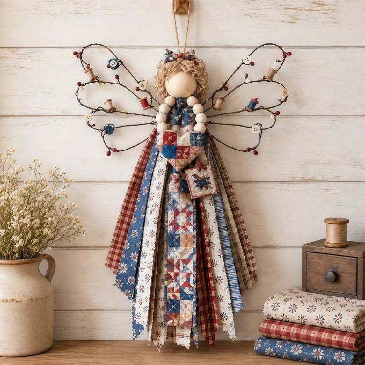 Angel Hanging Display Set for Indoor Rooms, Fabric Body Panels, Wire Outline and Hanging Cord Included for Use