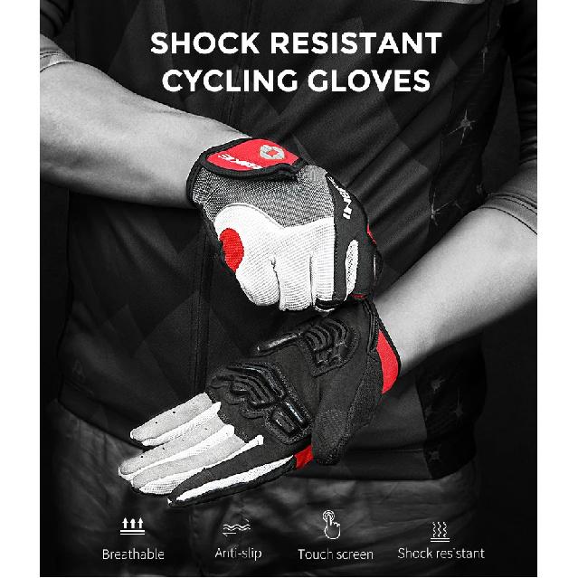 INBIKE Fahrradhandschuhe Touchscreen Fahrradsport Handschuhe Stoßfest MTB Vollfinger Bike Rennradhandschuh für Biker Herren mit Handflächenpolster