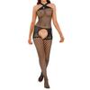 Womens Fishnet Bodystocking Hollow Out Design Cross Halter Neck Clubwear