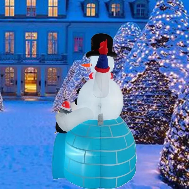 Christmas Decoration Sitting Snowman Penguin Christmas Inflatable Model Luminous Christmas Atmosphere Christmas Xmas Decor Model