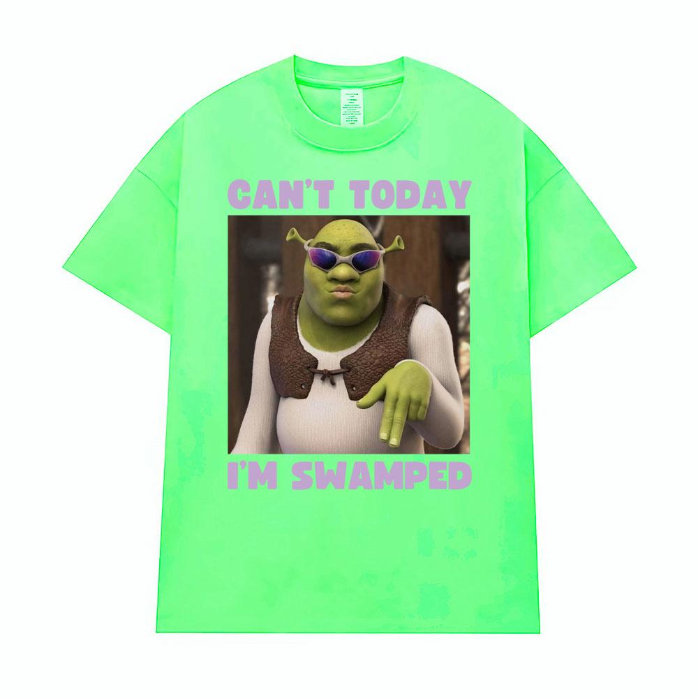 Non Posso Oggi Sono Travolto Divertente Meme di Shrek Maglietta Unisex Donna Casual Umorismo Manica Corta Yk T-shirt Vintage Gotico Magliette Oversize