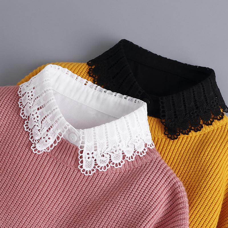White Lapel Fake Collar Neck Decorative Chiffon Cotton Chocker Women Detachable False Collar Shirt Doll Lace Ladies Half Shirt