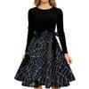 Dámské módní šaty s V-výstřihem, ležérního střihu, slim fit, s halloweenským potiskem, s dlouhým rukávem