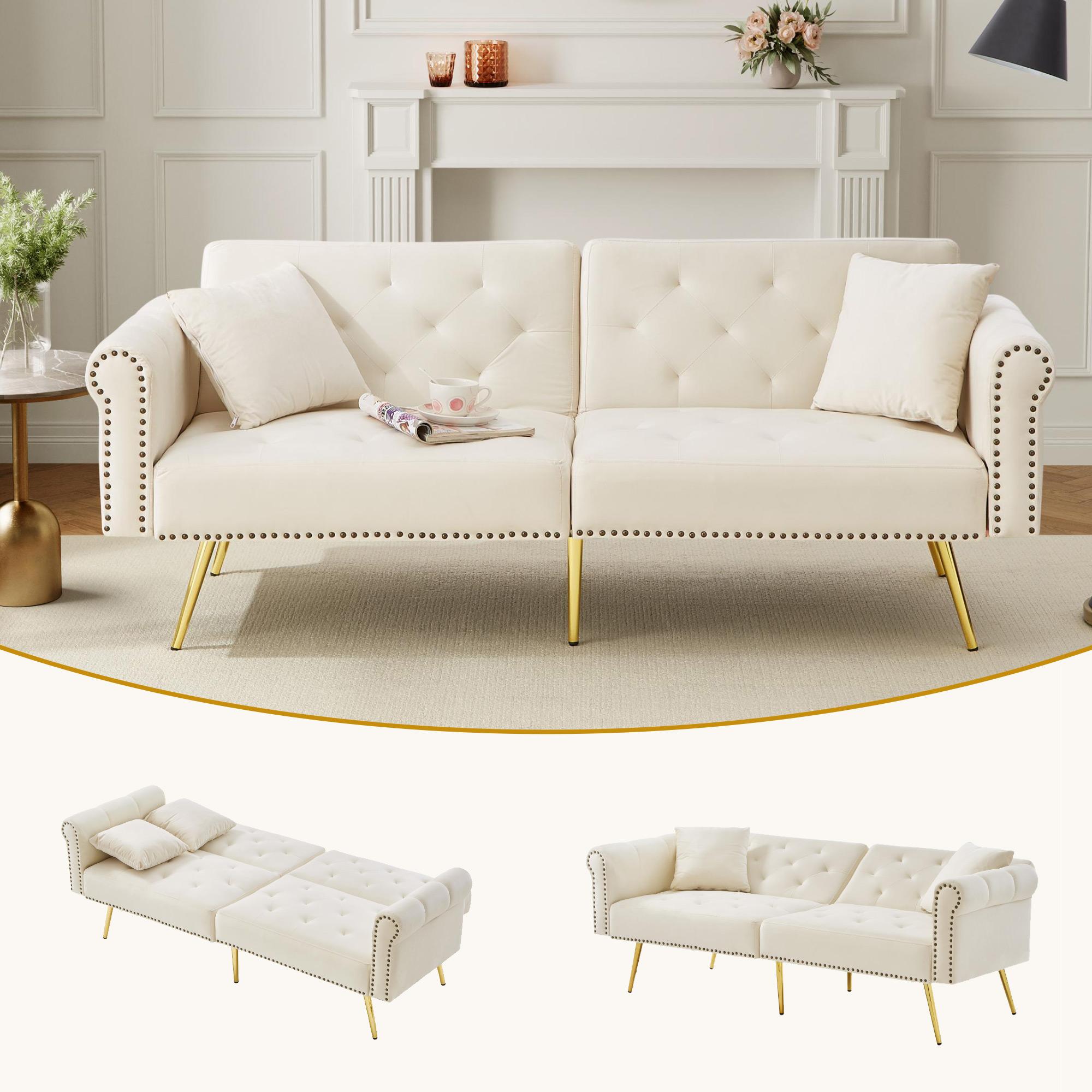 Modern 2-Seater Sofa Bed - Velvet