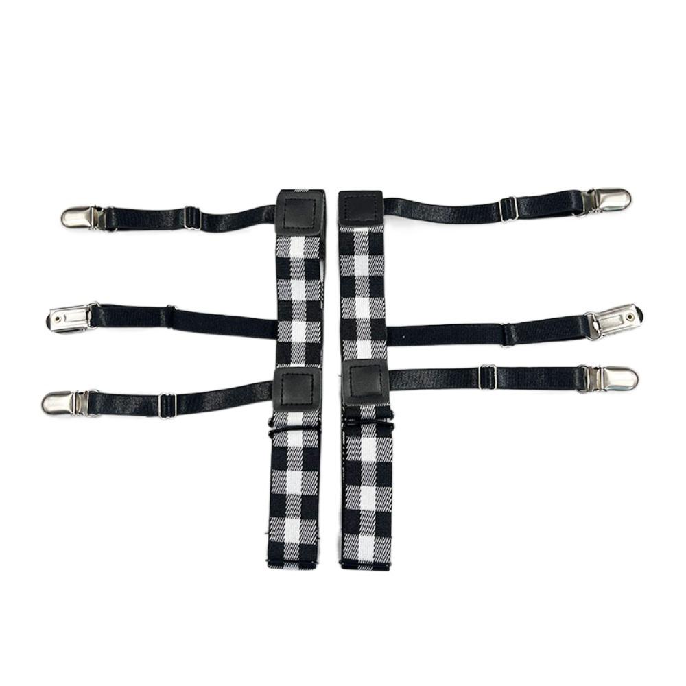 1 Pair Elastic Shirt Holder Stays Three Clip Thigh Suspender Garter Socks Fastener Clip Men Women