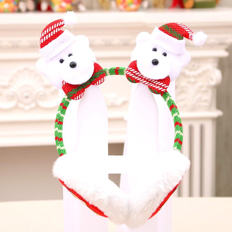 

Снеговик Санта-Клаус наушники Рождественская мягкая повязка на голову Зимняя повязка на голову для вечеринки Рождественский головной убор Новогодние подарки Теплая повязка на голову