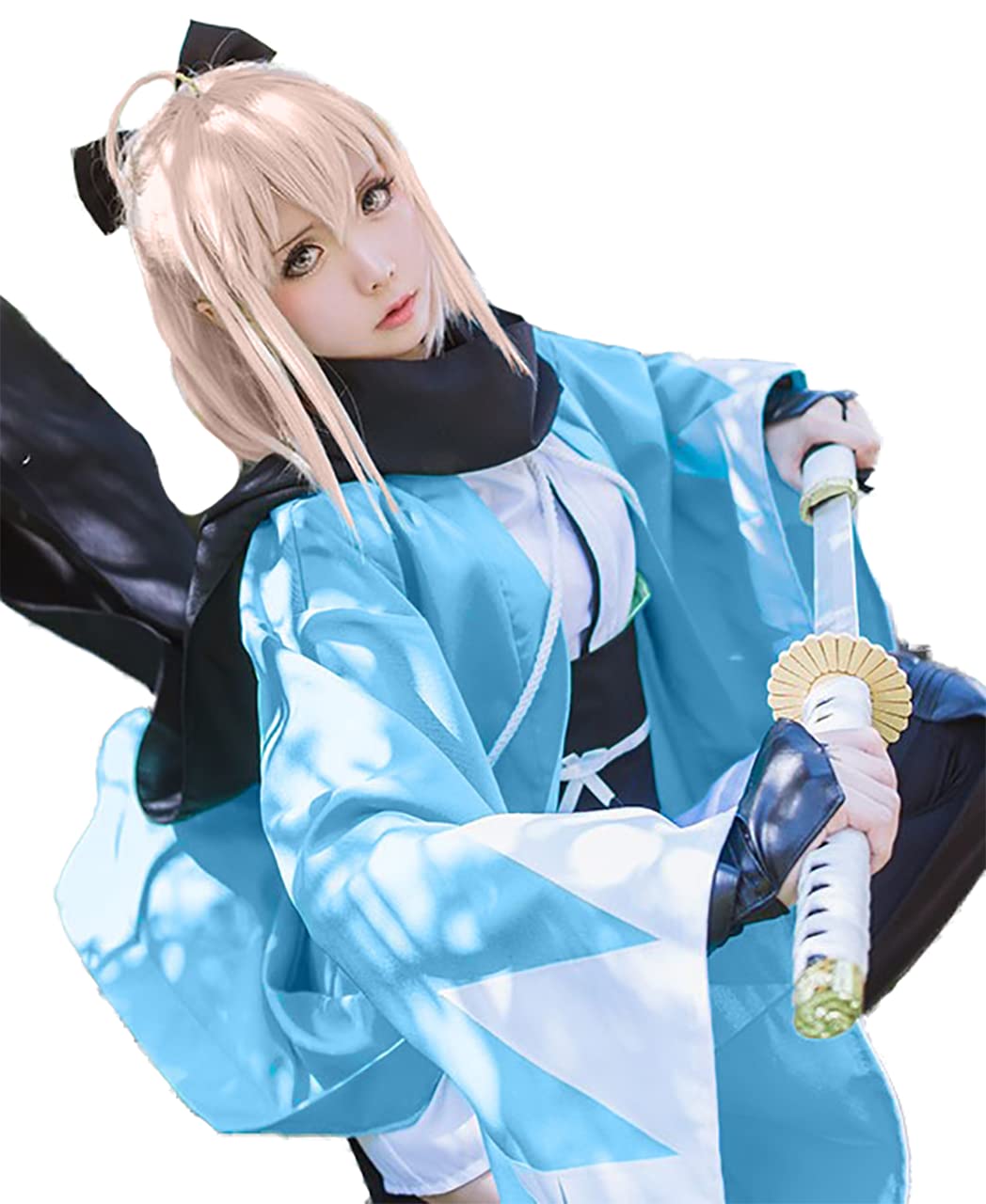 

[молочное время] Fate/Grand Order Окита Соджи FGO Косплей Костюм Сакуры Сейбер с париком, Окита 3-е Вознесение Fate Grand Order (L)