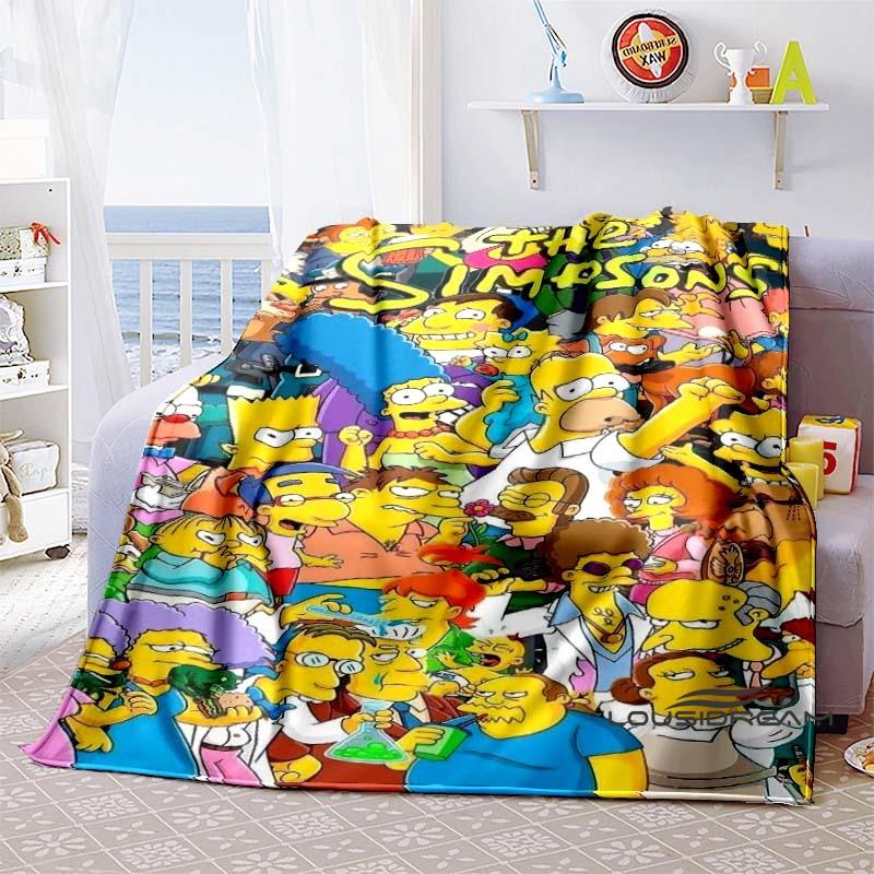 Kawaii Donut Pattern Blanket, The Simpsons Travel Flannel Blanket, Warm Blanket for Sofa Beds, Holiday Gift.