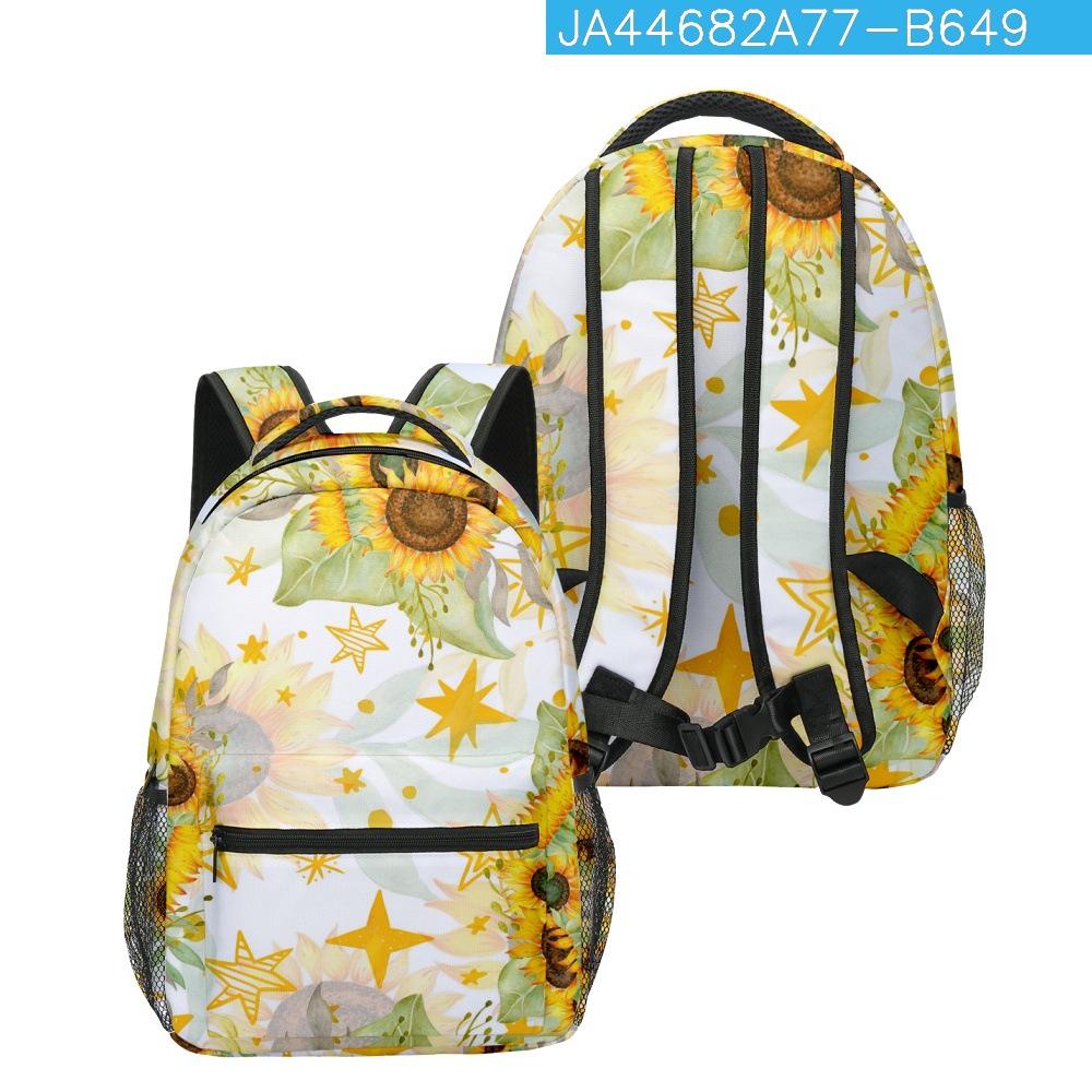 Cartoon Cartoon Kpop Youthful School Bags Unisex Sunflower Travel Bags 3D Print Oxford Waterproof Notebook Shoulder Backpacks