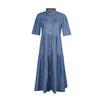 Retro Jeansowa Sukienka Maxi dla Kobiet Miękka Cienka Długa Sukienka z Guzikami Kieszeniami Krótki Rękaw Codzienna Vestidos Damska Jeansowa Sukienka