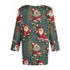 Women's Fashionable Casual Three-Quarter Sleeve Christmas Print Round Neck Top
