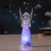 Prayer Angel Figurine Guardian Night Light, Small Reading Playing Music Acrylic Statue Decoration with LED Light for Desk, Table, Shelf Decor Peaceful