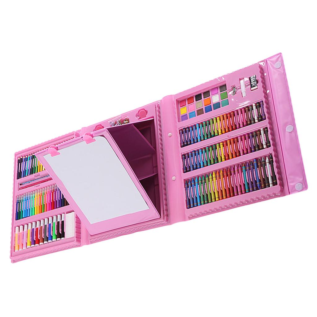 208Pcs Kids Drawing Kit Cartoon Design Assorted Bright Colors Multi Purpose Colored Crayons for