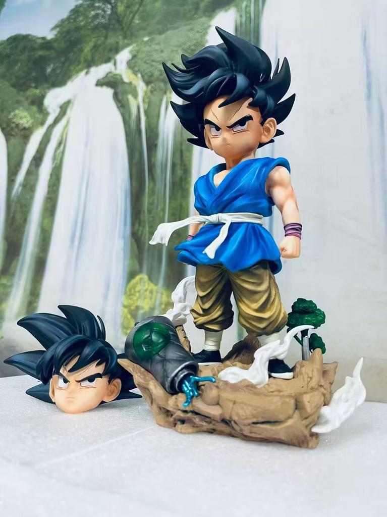 Super Saiyan Gt Goku, Double-Headed Sculpture, Classic Scene, Trendy Play Statue Model Ornament Boxed Figure