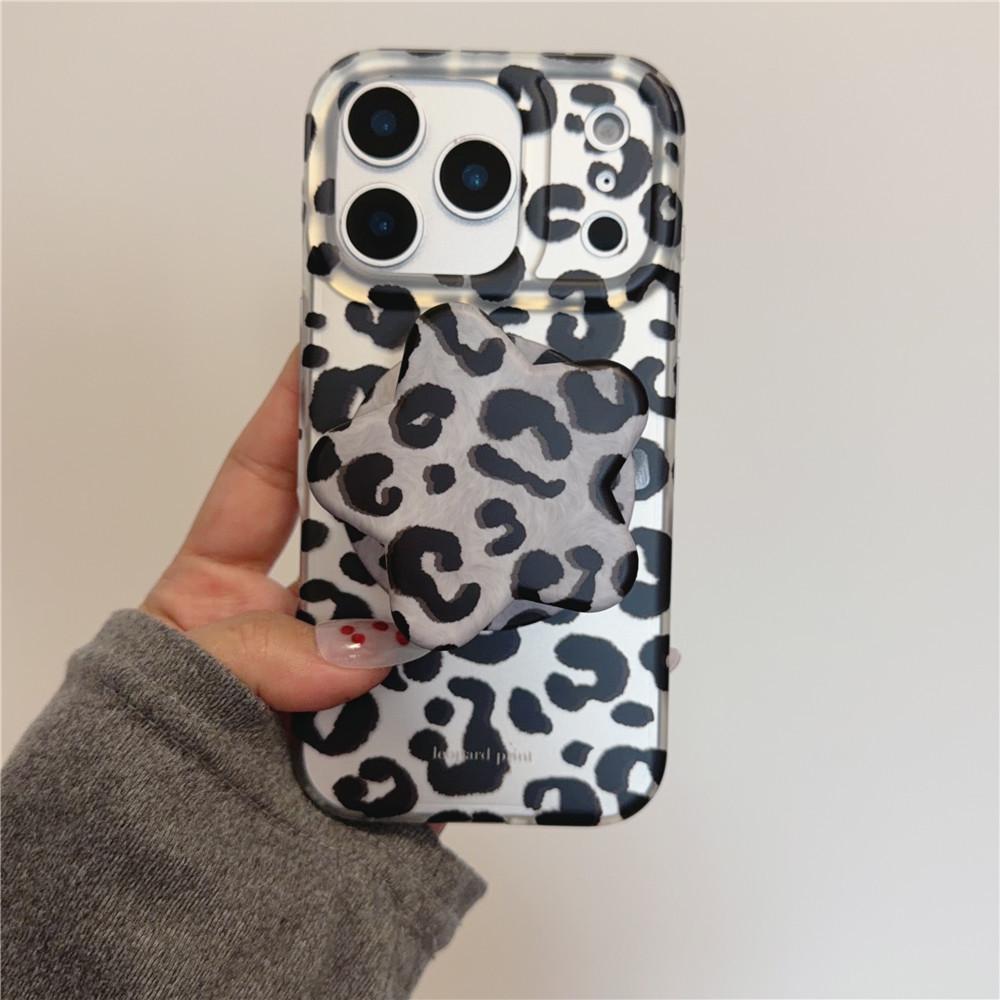 

INS Style Black & Gray Leopard Print iPhone Case for 17 Pro/16 Pro Max - Magnetic with Premium Feel iPhone 15 Pro