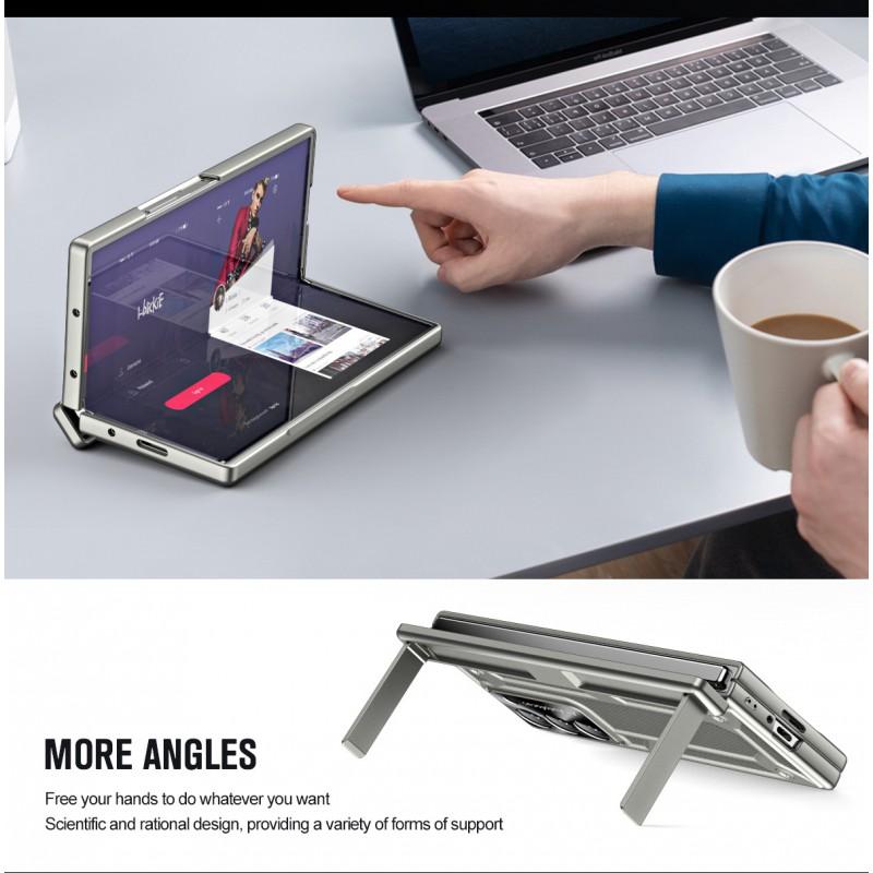 Galaxy Z Fold6 Case With Dual Kickstand Full Coverage Shockproof PC Cover In Gold Black