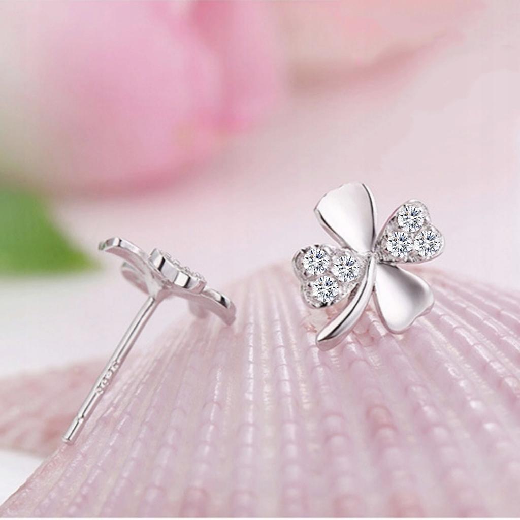 925 Silver Four-Leaf Clover Jewelry Set with Crystals as a Gift