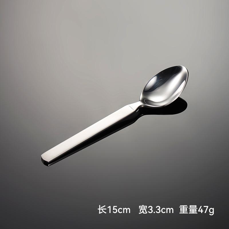 304 stainless steel western food spoon square handle sanded handle bright spoon head thick and heavy multi-specification hand throwing round edge