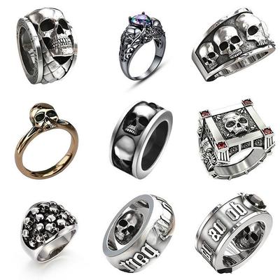 Chenrui Zinc Alloy Mechanical Skull Men's Punk Ring with European and American Style