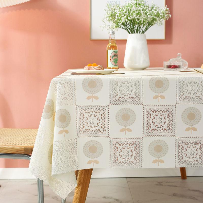 New PVC Tablecloth Waterproof and Oil Resistant Lace Tea Table Mat Tablecloth Tablecloth Bedside Table Cover Cloth