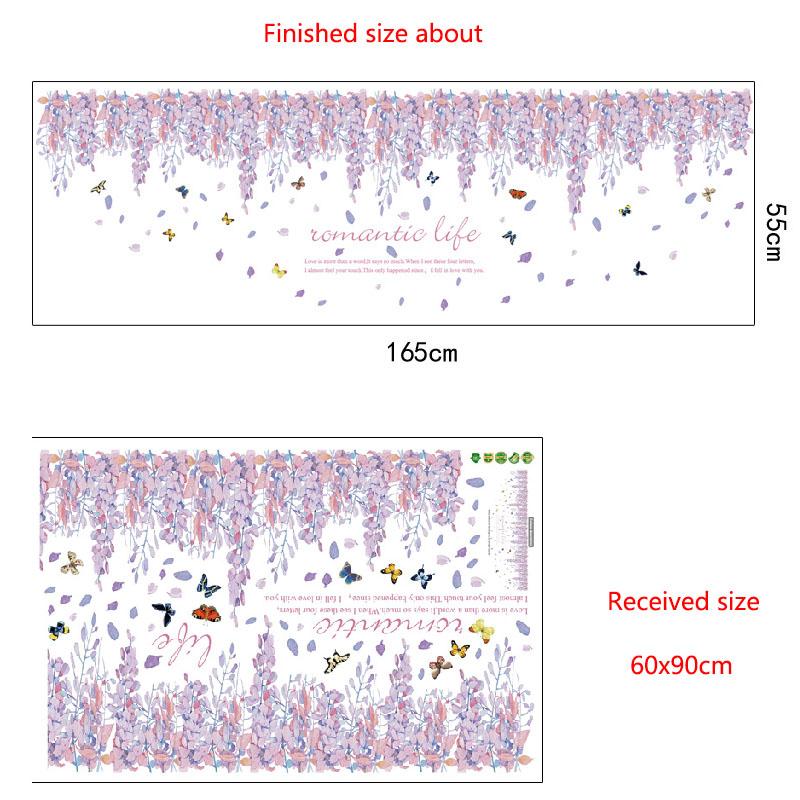 

Романтична Гліцинія Декоративна Настінна Наліпка на Плінтус для Спальні Вітальні Коридору Куточка Стелі Домашній Декор 60x90CM фіолетовий