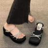 Fashion New Summer Thick Sole Height Increasing Design Exposed Toe Slippers Sexy Wedge Heel Slippers Fashionable Sandals