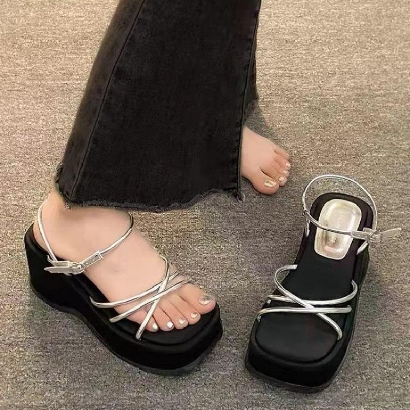 Fashion New Summer Thick Sole Height Increasing Design Exposed Toe Slippers Sexy Wedge Heel Slippers Fashionable Sandals