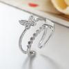 Light luxury fashion high sense pearl zircon copper ring women's design sense retro personality open index finger ring simple