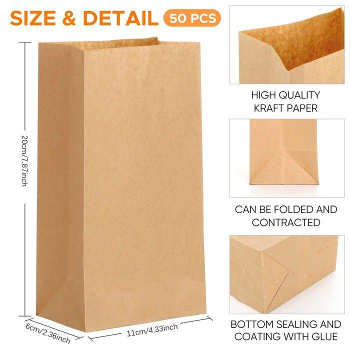 Sac kraft - weifeng - 100 pièces - 11x6x20cm - 70 g/m2 - sac cadeau polyvalent