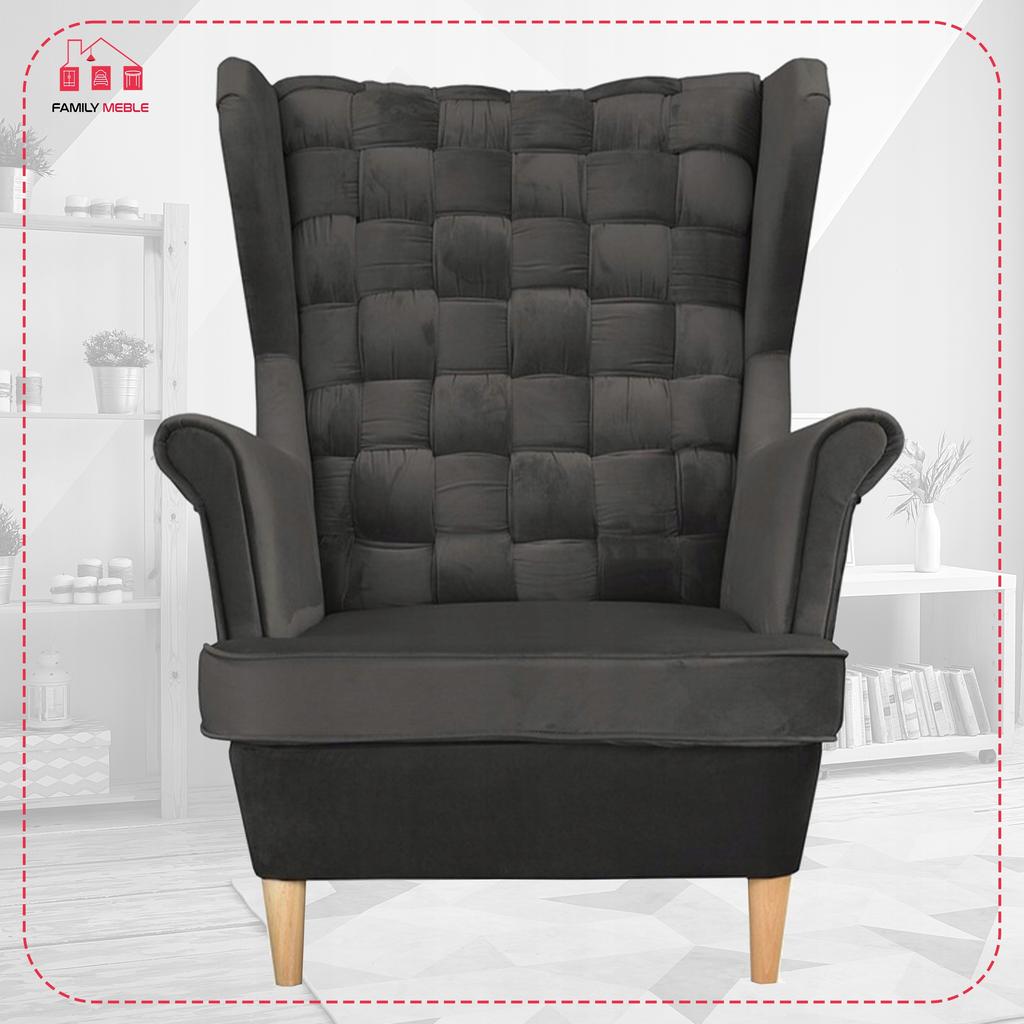Carol Armchair with Footrest Scandinavian Family Meble Dark Graphite