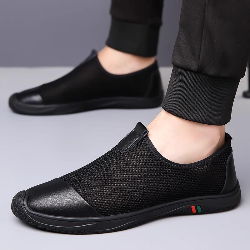 Men's Shoes New Breathable Casual Shoes Summer Hollow Out Mesh Shoe Soft Soled Comfortable Driving Shoes for Men Slip-On Loafers