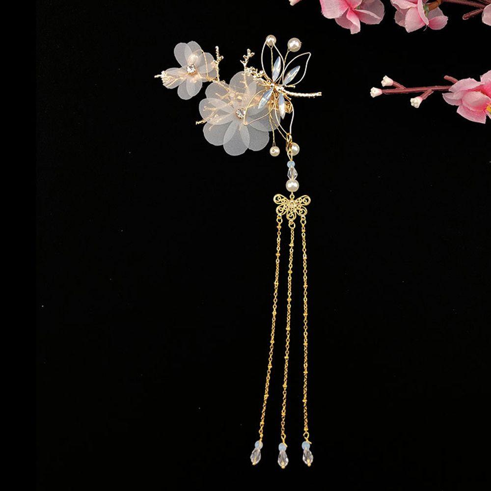Wedding Elegant Dragonfly Butterfly Chinese HANFU Hairpin Tassel Headwear Hair Clips